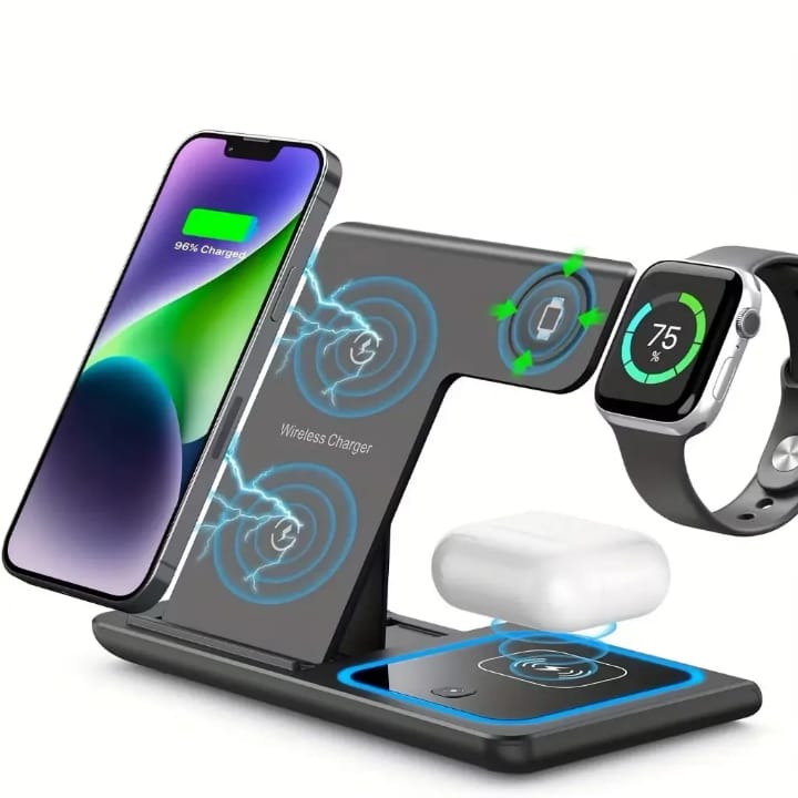 YISEN 15W 3-in-1 Magnetic Wireless Charging Pad – Fast Charger for Phone, Watch & Earbuds