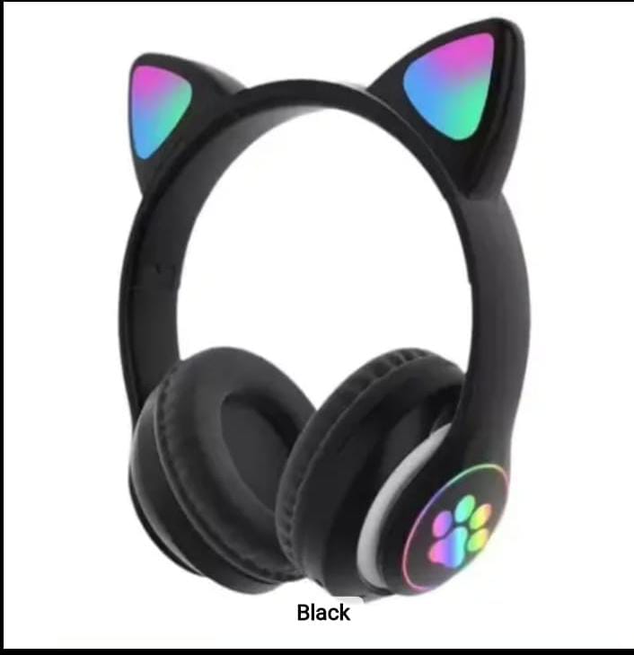 STN28 Luminous Wireless Cat Ear Headphones – HiFi Sound, Built-in Mic, Cute & Colorful Design