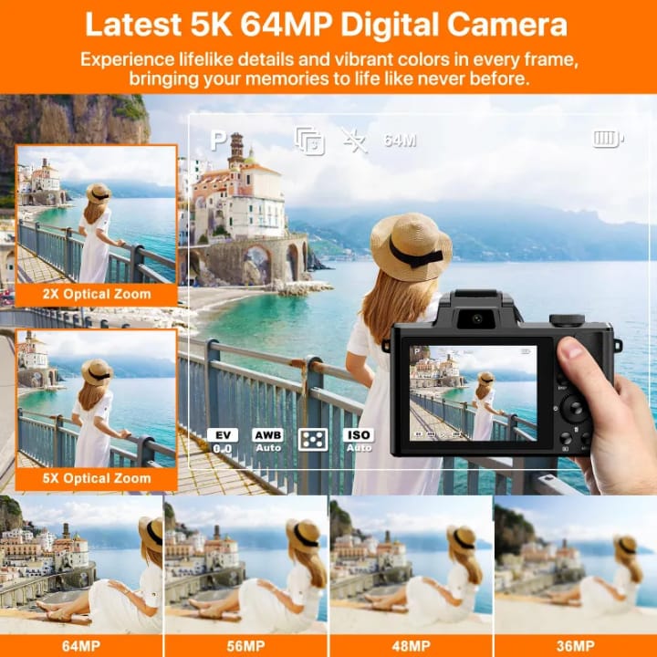 Sonida 5K Touchscreen Vlogging Camera – 3.2" Mirrorless 4K Digital Cam with Flip Screen