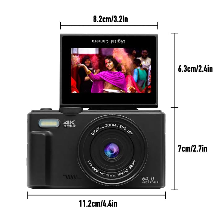 64MP Digital Camera with WiFi & HDMI Output, 10x Optical Zoom – 4K Video Camera for Photography & Vlogging