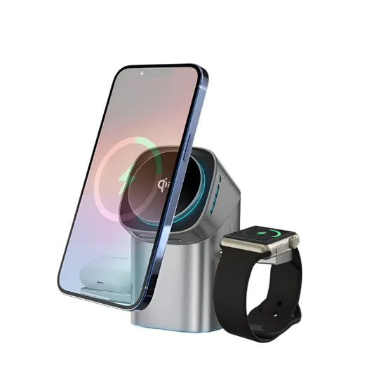 3-in-1 Magnetic Wireless Charger – 15W Fast Charging for iPhone, Smartwatch & AirPods