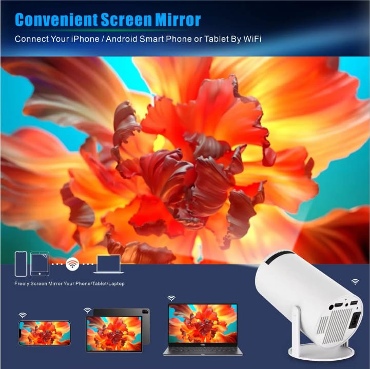 HY300 Portable 4K Android WiFi Mini Projector – Smart Home Theater with Android 11