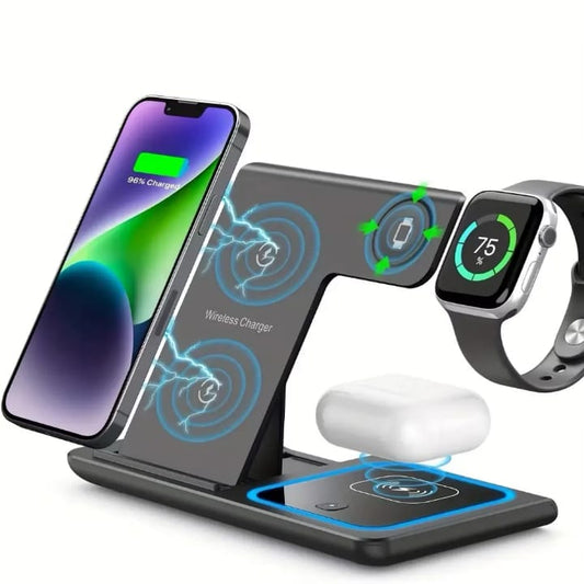 YISEN 15W 3-in-1 Magnetic Wireless Charging Pad – Fast Charger for Phone, Watch & Earbuds
