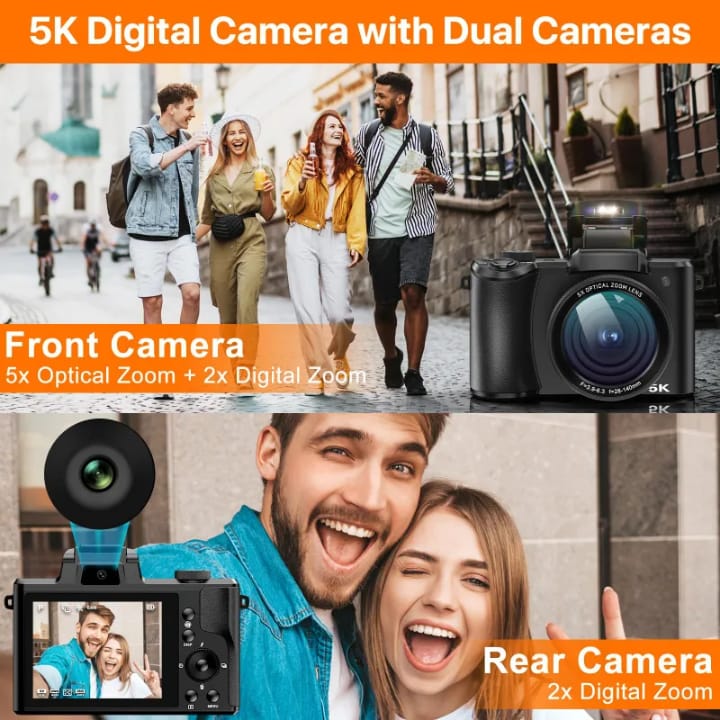 Sonida 5K Touchscreen Vlogging Camera – 3.2" Mirrorless 4K Digital Cam with Flip Screen